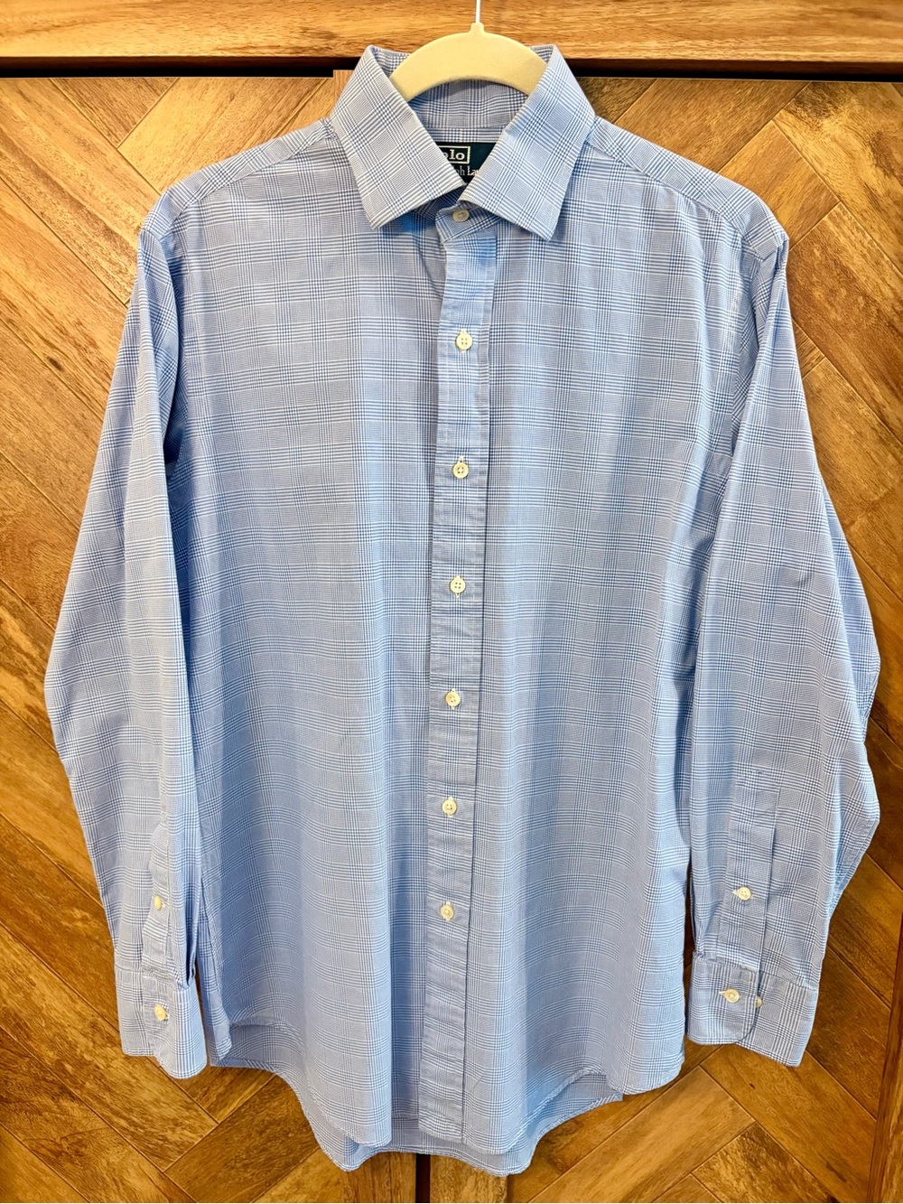 Polo Ralph Lauren Men’s Blue Glen Plaid Tailored Regent Dress Shirt